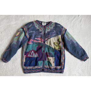 Together Vintage 90's Knit Granny Cottage Heavy Colorful Size Medium